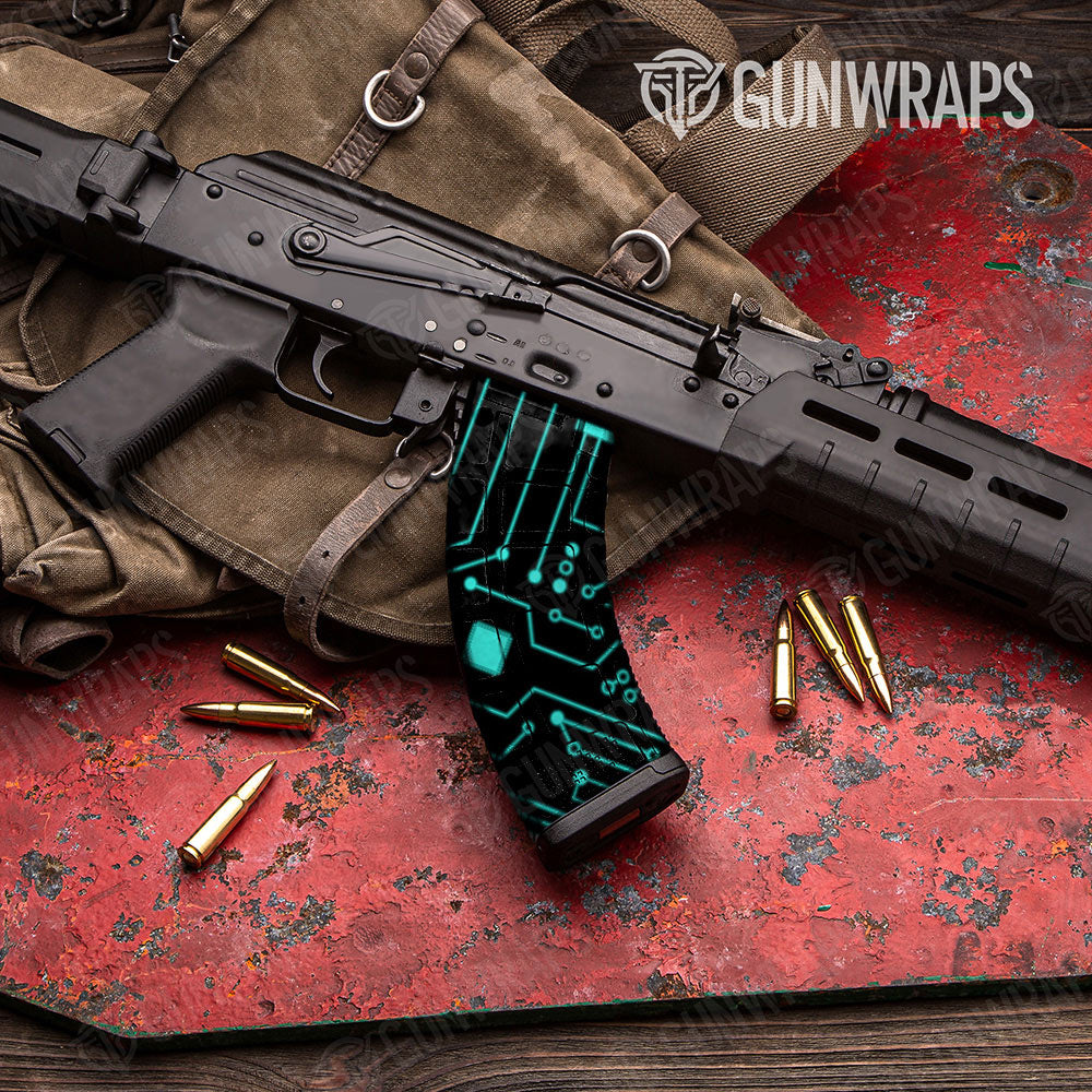 AK-47 Mag Circuit Board Tiffany Blue Gun Skin Vinyl Wrap