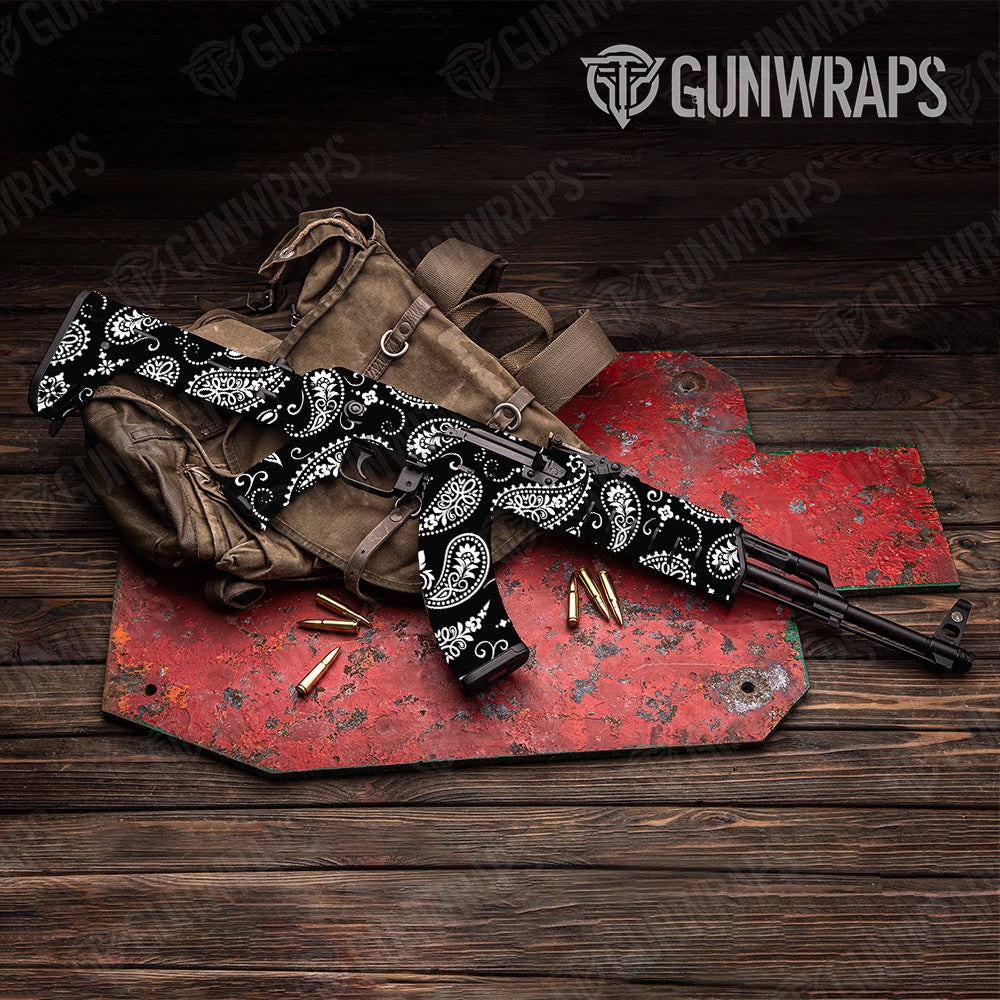 Bandana Black And White Gun Skin Vinyl Wrap