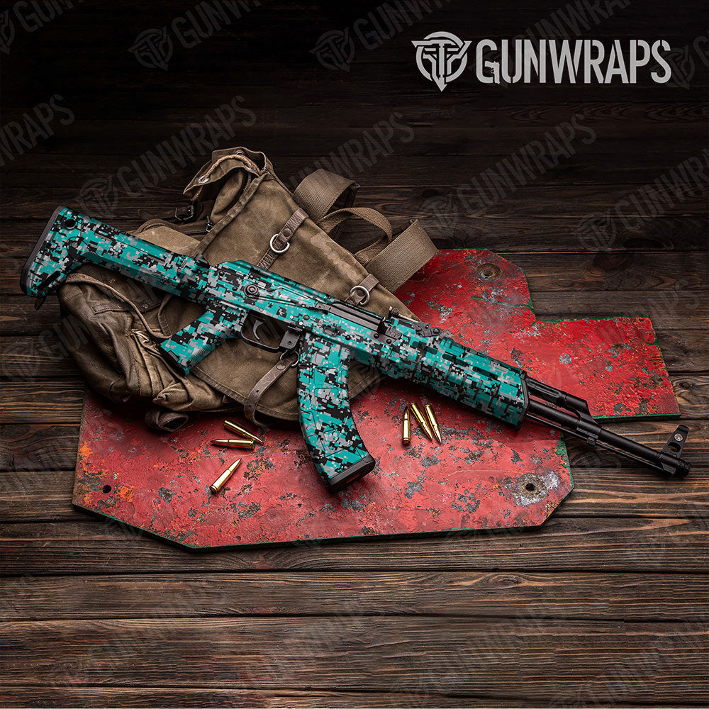 Digital Tiffany Blue Tiger Gun Skin Vinyl Wrap
