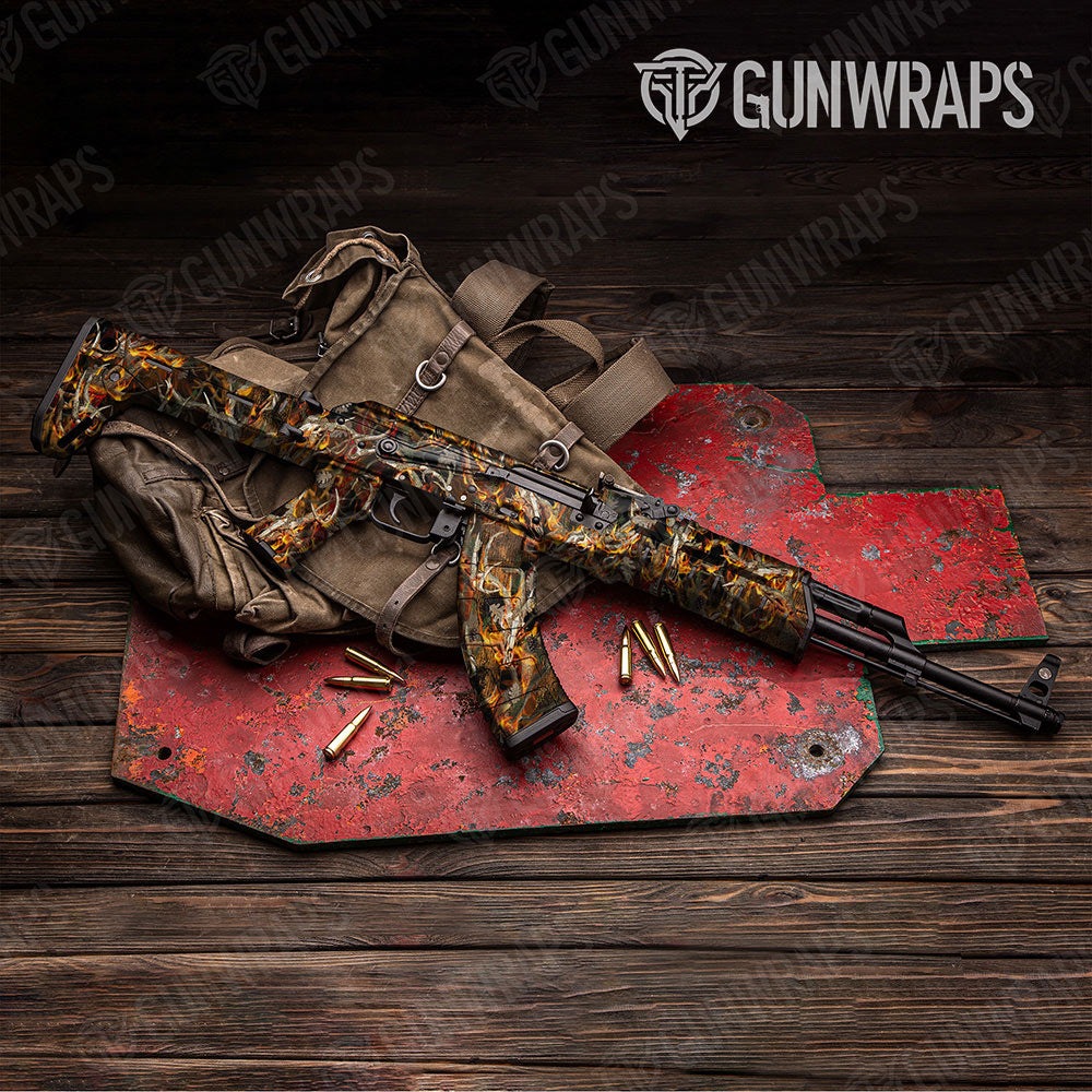 Nature Burning Buck Skull Gun Skin Vinyl Wrap