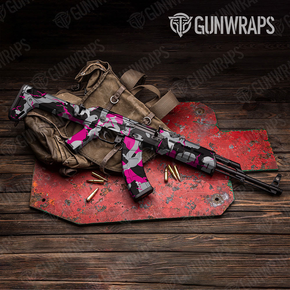 Ragged Magenta Tiger Gun Skin Vinyl Wrap