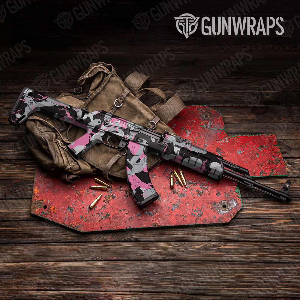 Ragged Pink Tiger Gun Skin Vinyl Wrap