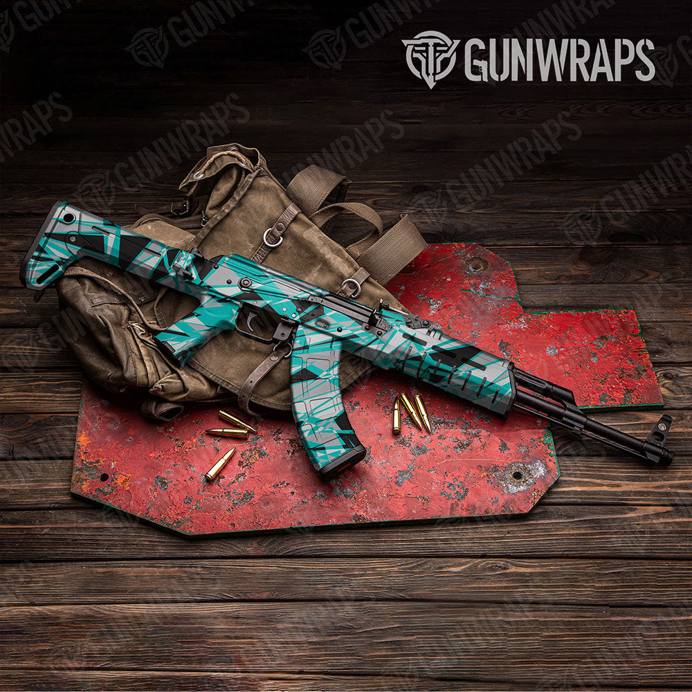 Sharp Tiffany Blue Tiger Gun Skin Vinyl Wrap