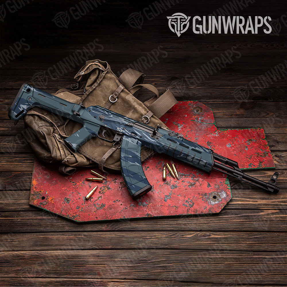 Shredded Navy Gun Skin Vinyl Wrap