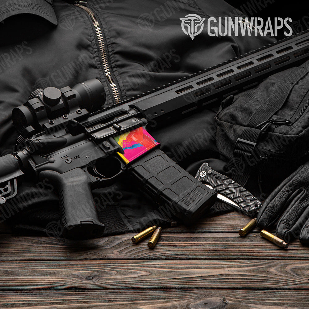 AR-15 Mag Well Paint Splatter Magenta Gun Skin Vinyl Wrap