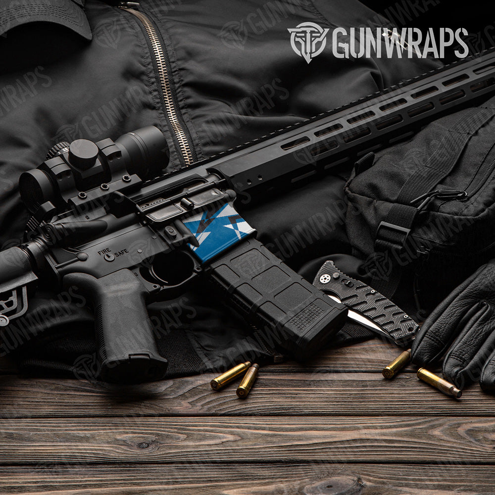 AR-15 Mag Well Sharp Blue Tiger Gun Skin Vinyl Wrap