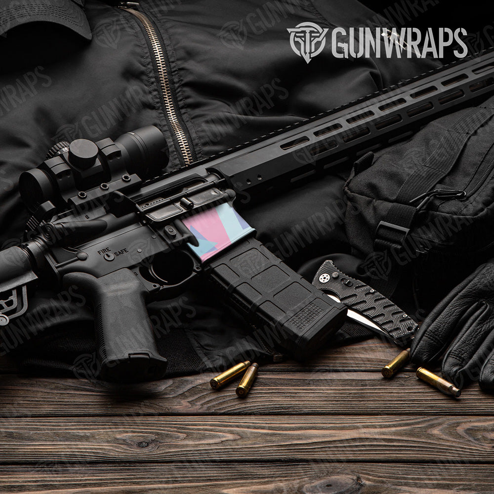 AR-15 Mag Well Shattered Cotton Candy Gun Skin Vinyl Wrap