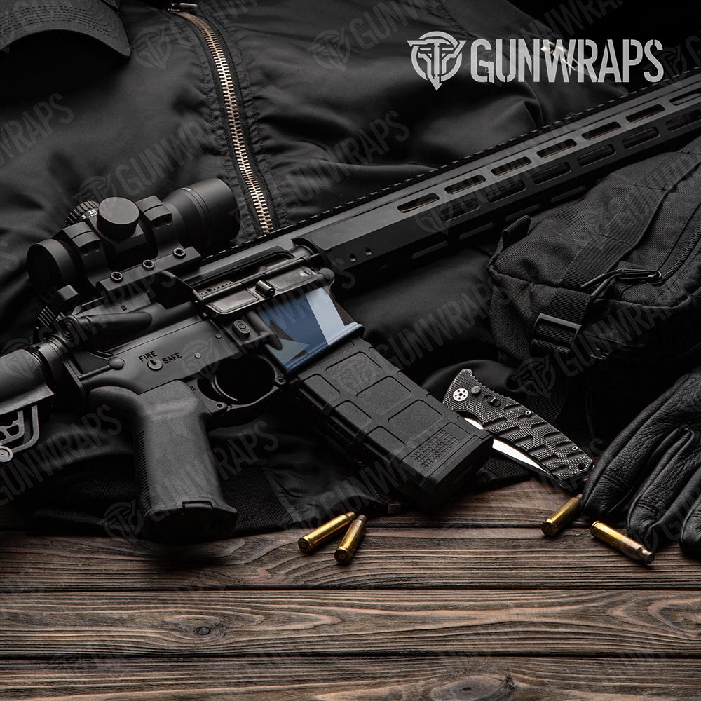 AR-15 Mag Well Shattered Navy Gun Skin Vinyl Wrap
