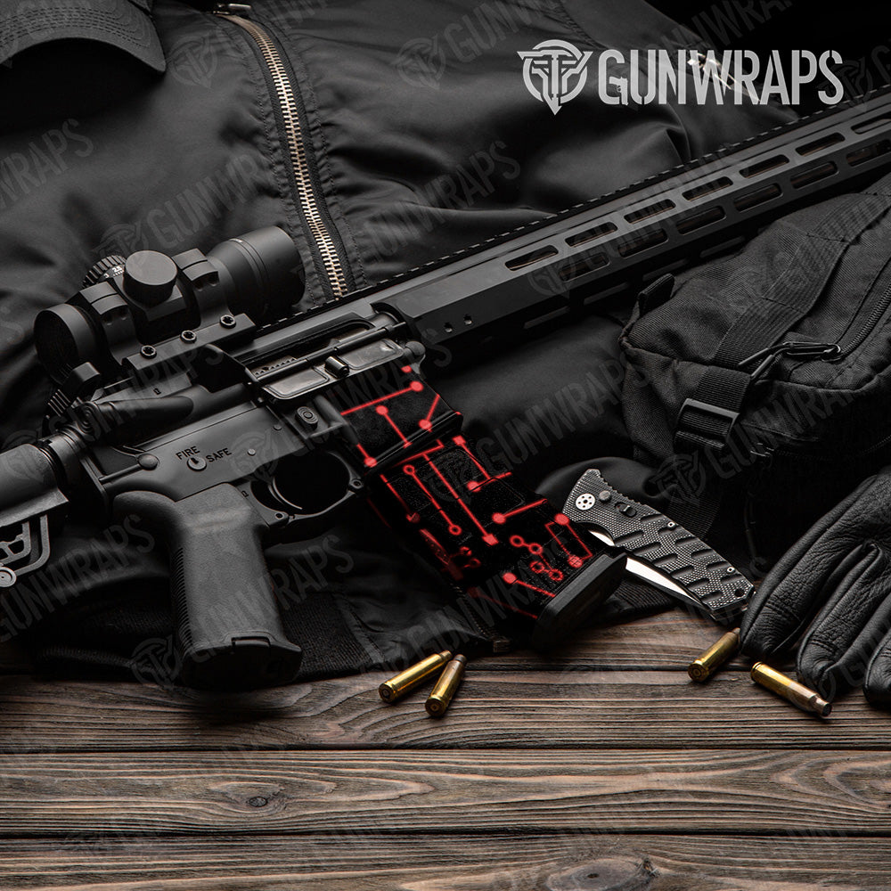 AR 15 Mag Circuit Board Red Gun Skin Vinyl Wrap