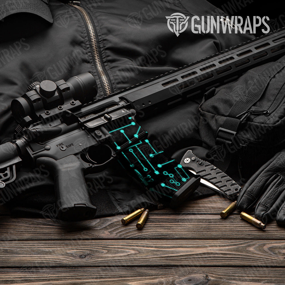 AR 15 Mag Circuit Board Tiffany Blue Gun Skin Vinyl Wrap