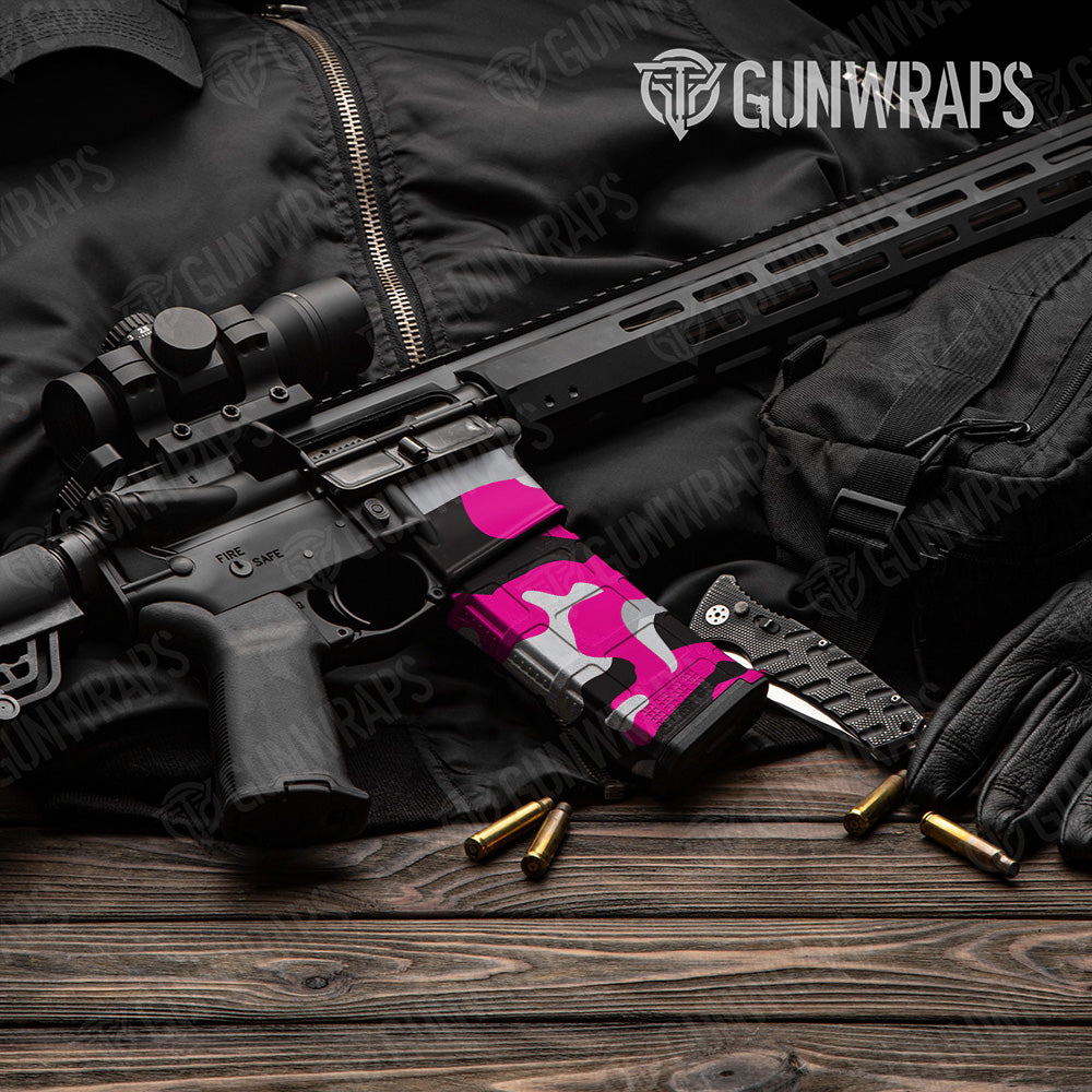 AR-15 Mag & Mag Well Classic Magenta Tiger Gun Skin Vinyl Wrap