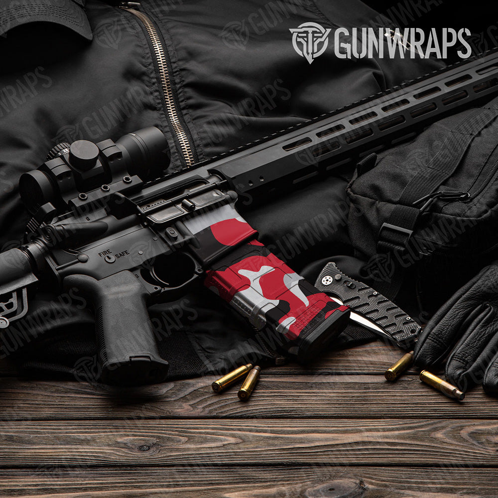 AR-15 Mag & Mag Well Classic Red Tiger Gun Skin Vinyl Wrap