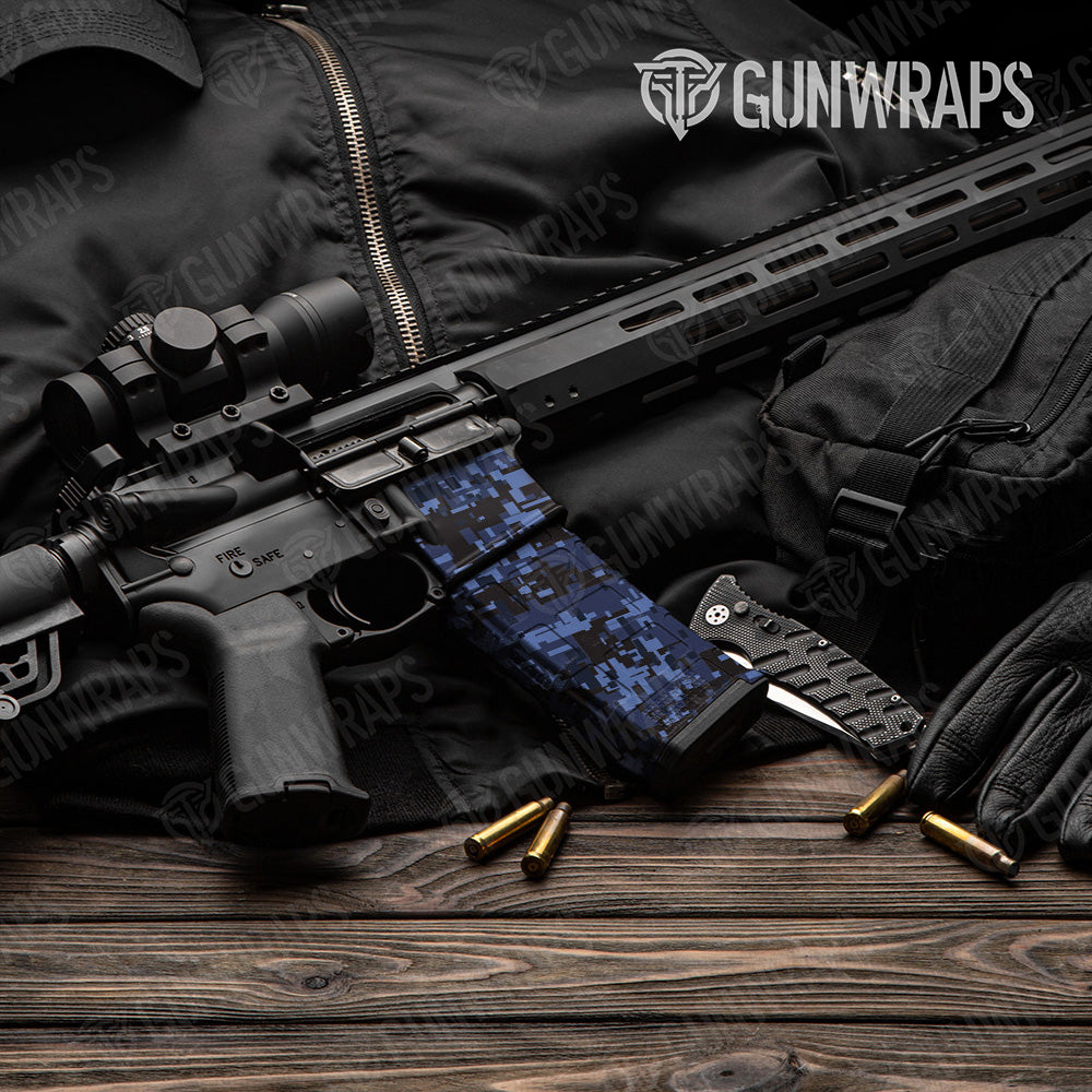 AR-15 Mag & Mag Well Digital Blue Midnight Gun Skin Vinyl Wrap