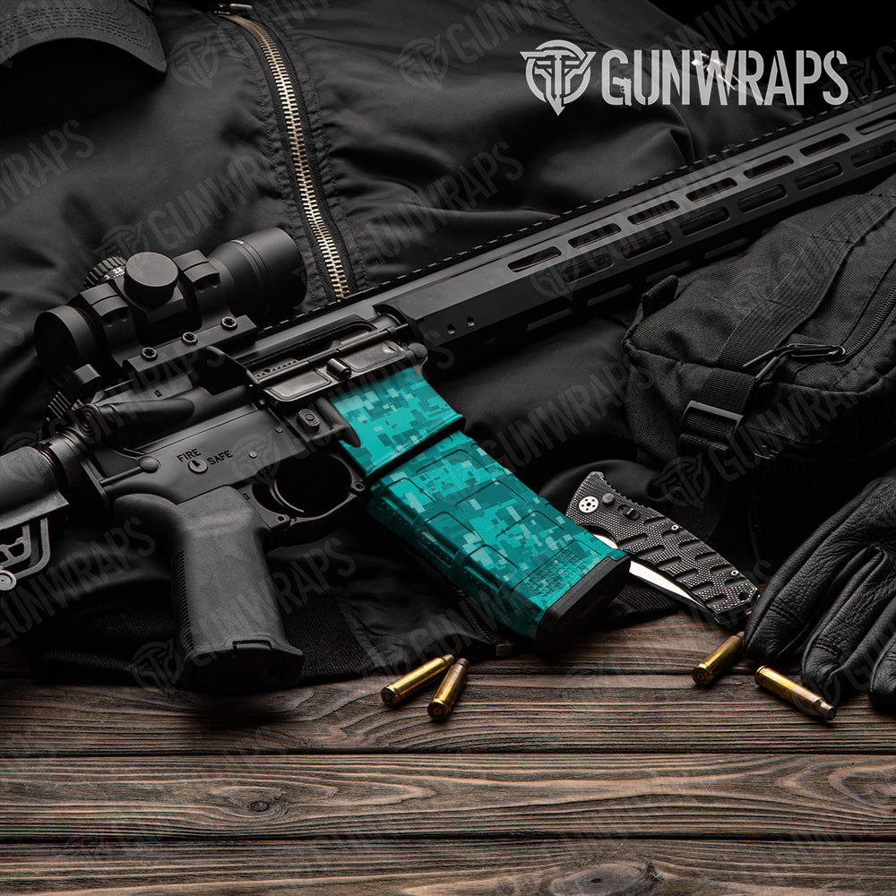 AR-15 Mag & Mag Well Digital Elite Tiffany Blue Gun Skin Vinyl Wrap