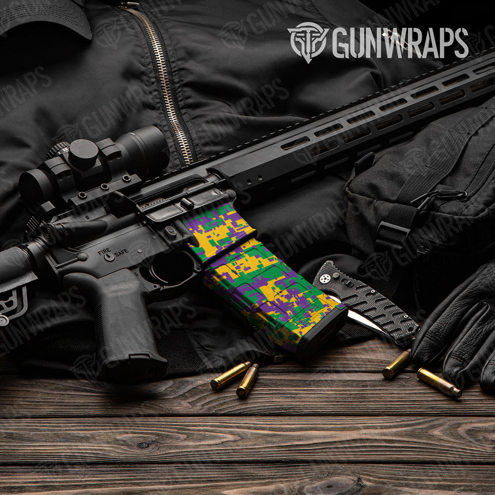 AR-15 Mag & Mag Well Digital Mardi Gras Gun Skin Vinyl Wrap