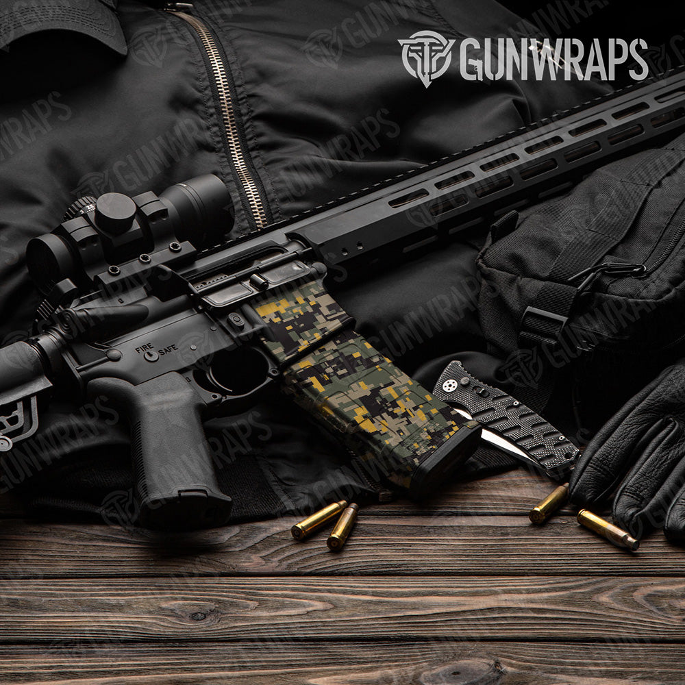 AR-15 Mag & Mag Well Digital Militant Yellow Gun Skin Vinyl Wrap