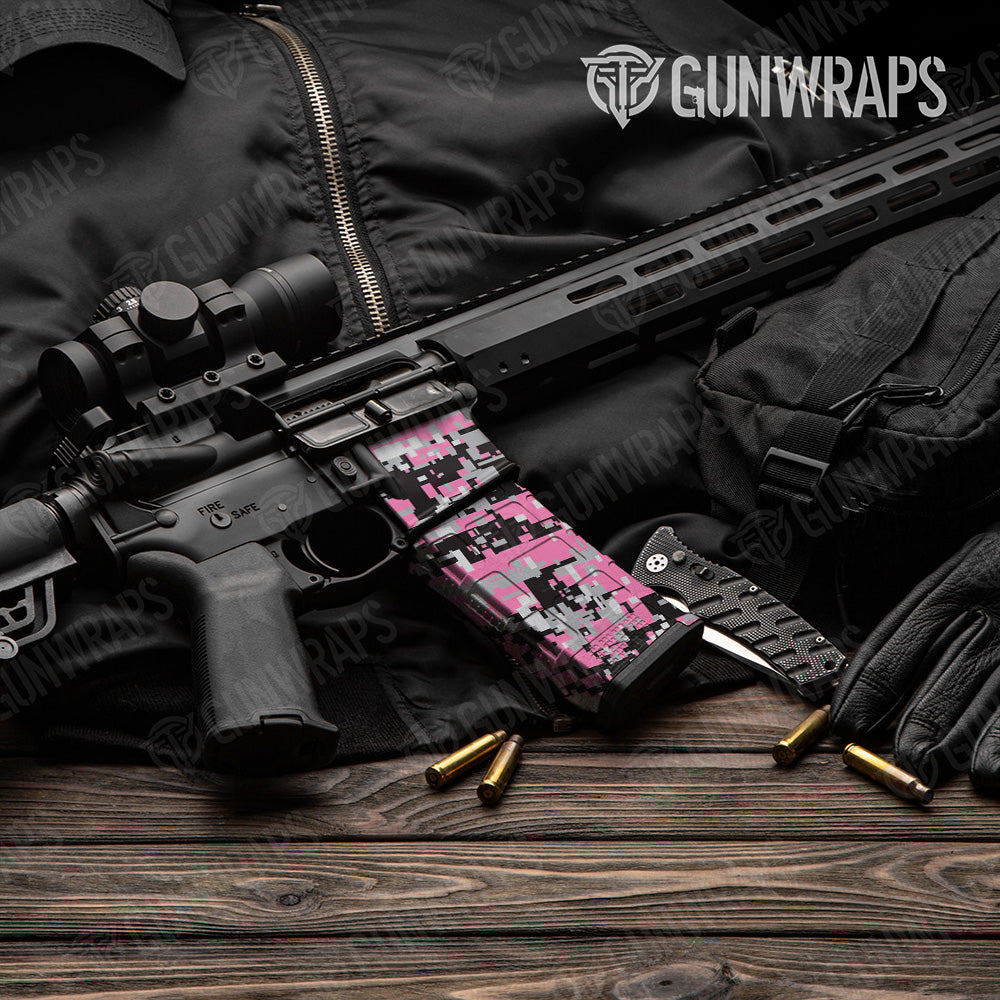 AR-15 Mag & Mag Well Digital Pink Tiger Gun Skin Vinyl Wrap