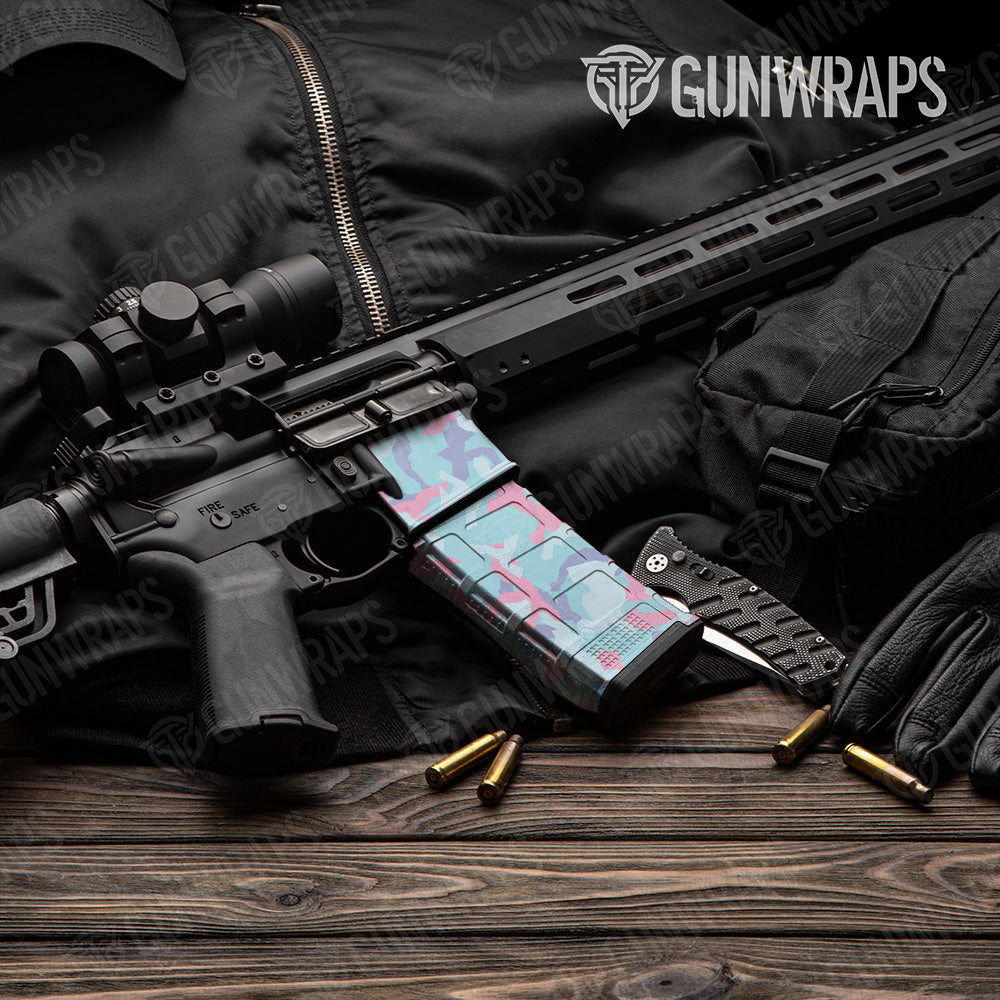 AR-15 Mag & Mag Well Erratic Cotton Candy Gun Skin Vinyl Wrap