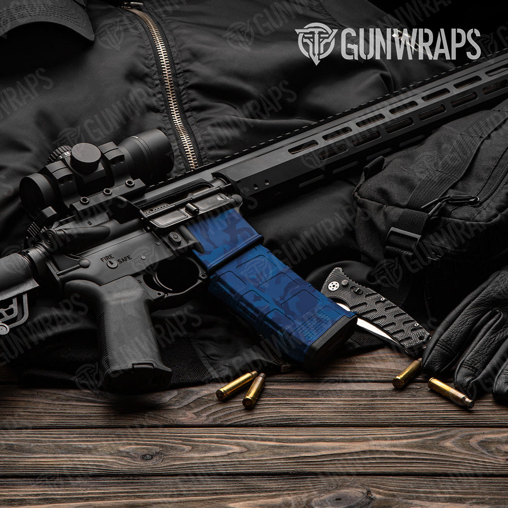 AR-15 Mag & Mag Well Erratic Elite Blue Gun Skin Vinyl Wrap