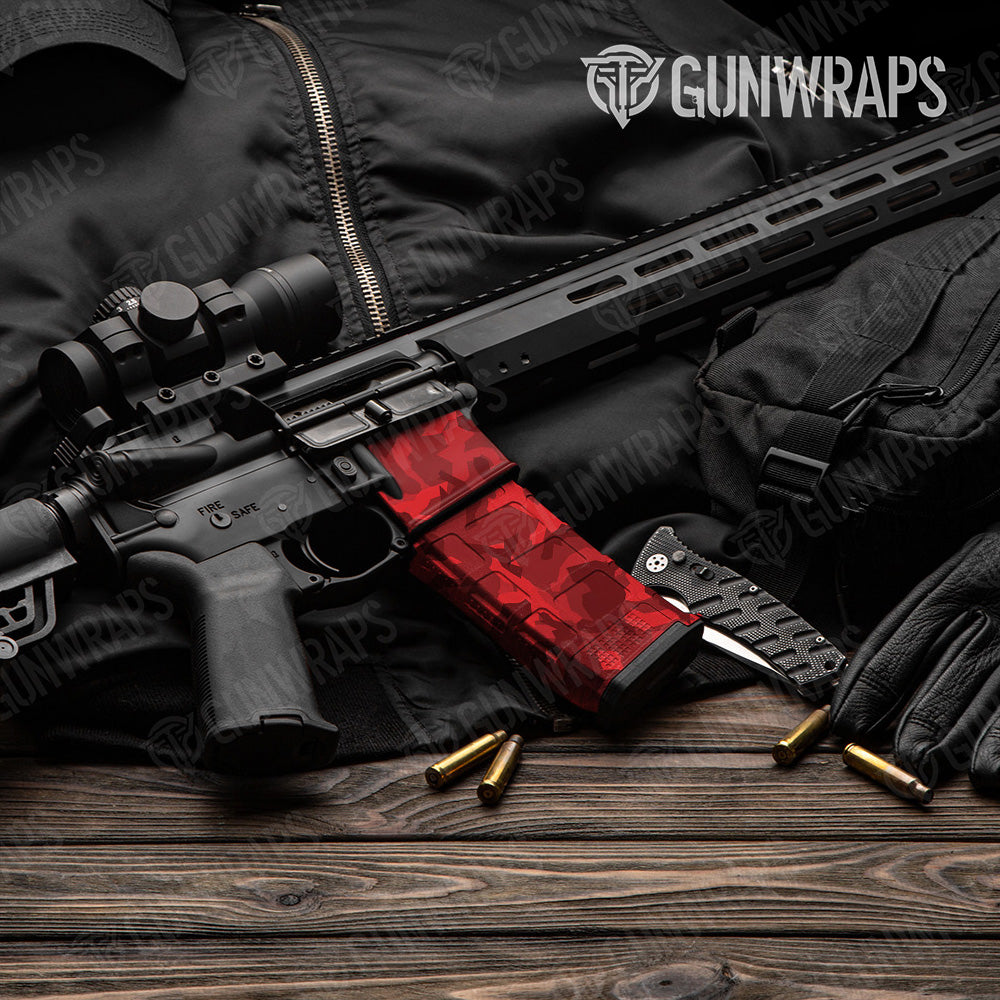 AR-15 Mag & Mag Well Erratic Elite Red Gun Skin Vinyl Wrap