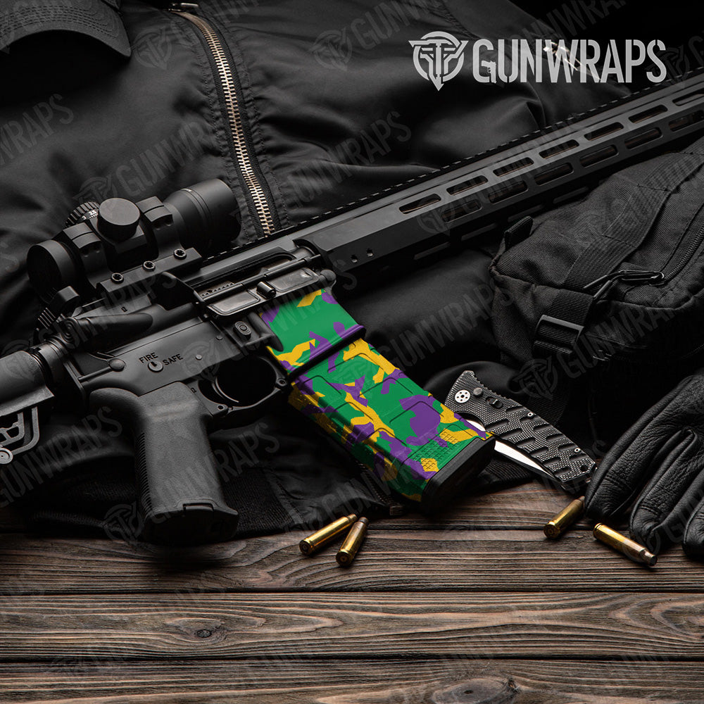 AR-15 Mag & Mag Well Erratic Mardi Gras Gun Skin Vinyl Wrap