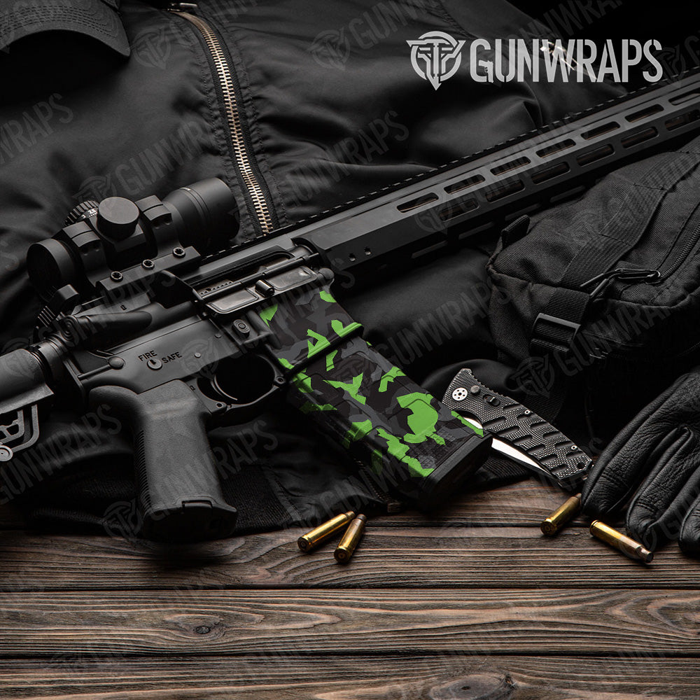 AR-15 Mag & Mag Well Erratic Metro Green Gun Skin Vinyl Wrap