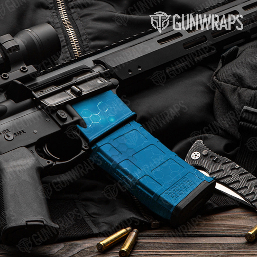 AR-15 Mag & Mag Well Hex Electric Blue Gun Skin Vinyl Wrap