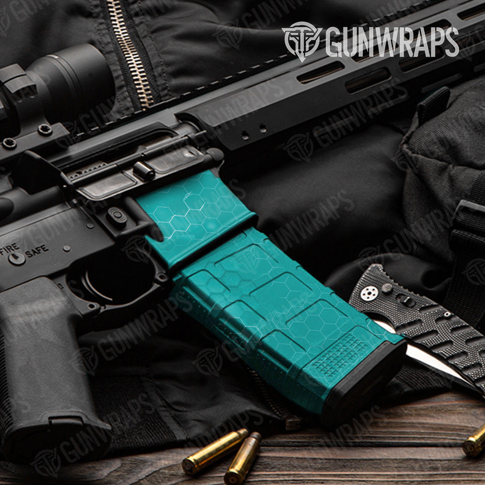 AR-15 Mag & Mag Well Hex Electric Tiffany Blue Gun Skin Vinyl Wrap