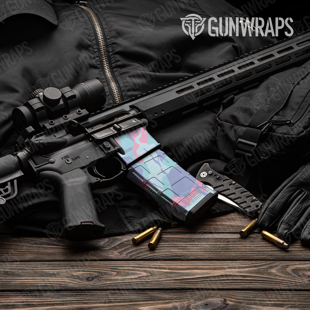AR-15 Mag & Mag Well Ragged Cotton Candy Gun Skin Vinyl Wrap