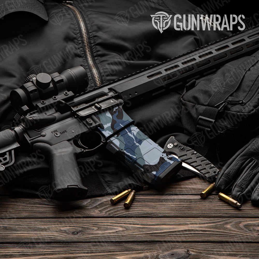 AR-15 Mag & Mag Well Ragged Navy Gun Skin Vinyl Wrap
