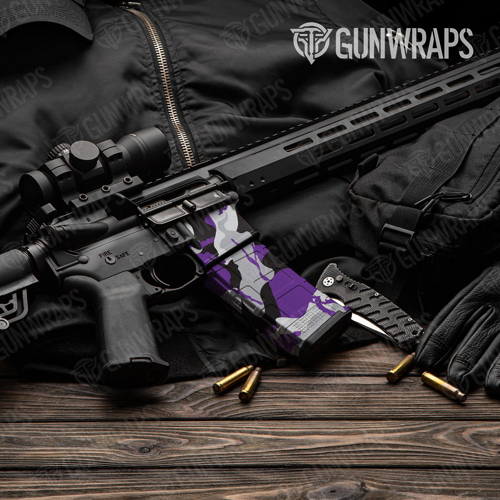 AR-15 Mag & Mag Well Ragged Purple Tiger Gun Skin Vinyl Wrap