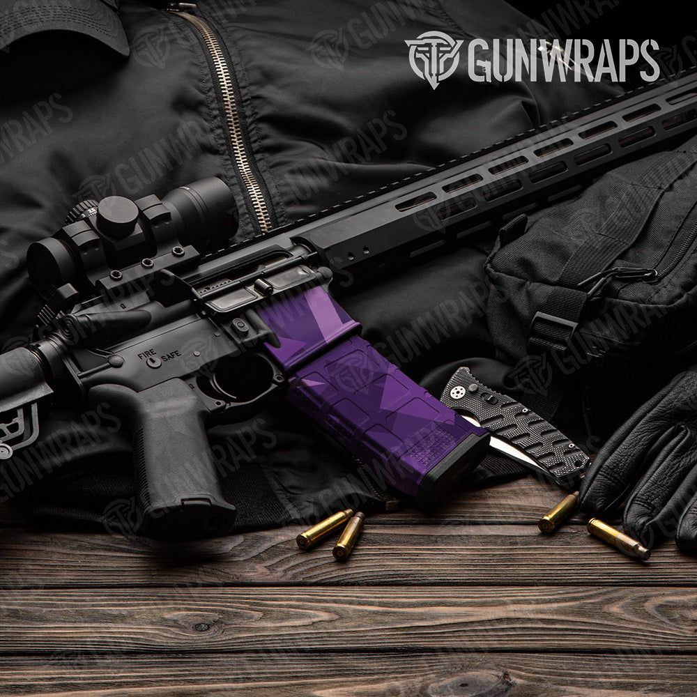 AR-15 Mag & Mag Well Shattered Elite Purple Gun Skin Vinyl Wrap