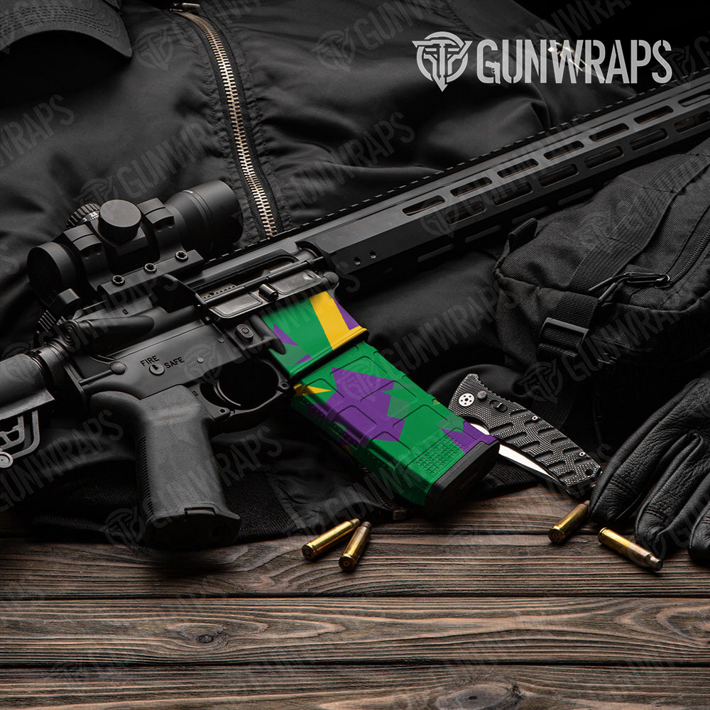 AR-15 Mag & Mag Well Shattered Mardi Gras Gun Skin Vinyl Wrap