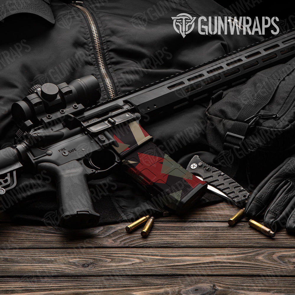 AR-15 Mag & Mag Well Shattered Militant Red Gun Skin Vinyl Wrap