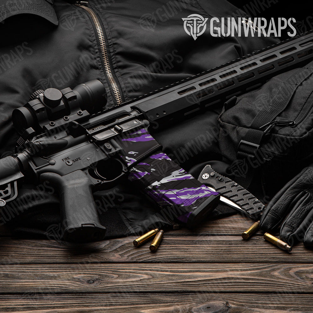 AR-15 Mag & Mag Well Vietnam Tiger Stripe Purple Tiger Gun Skin Vinyl Wrap