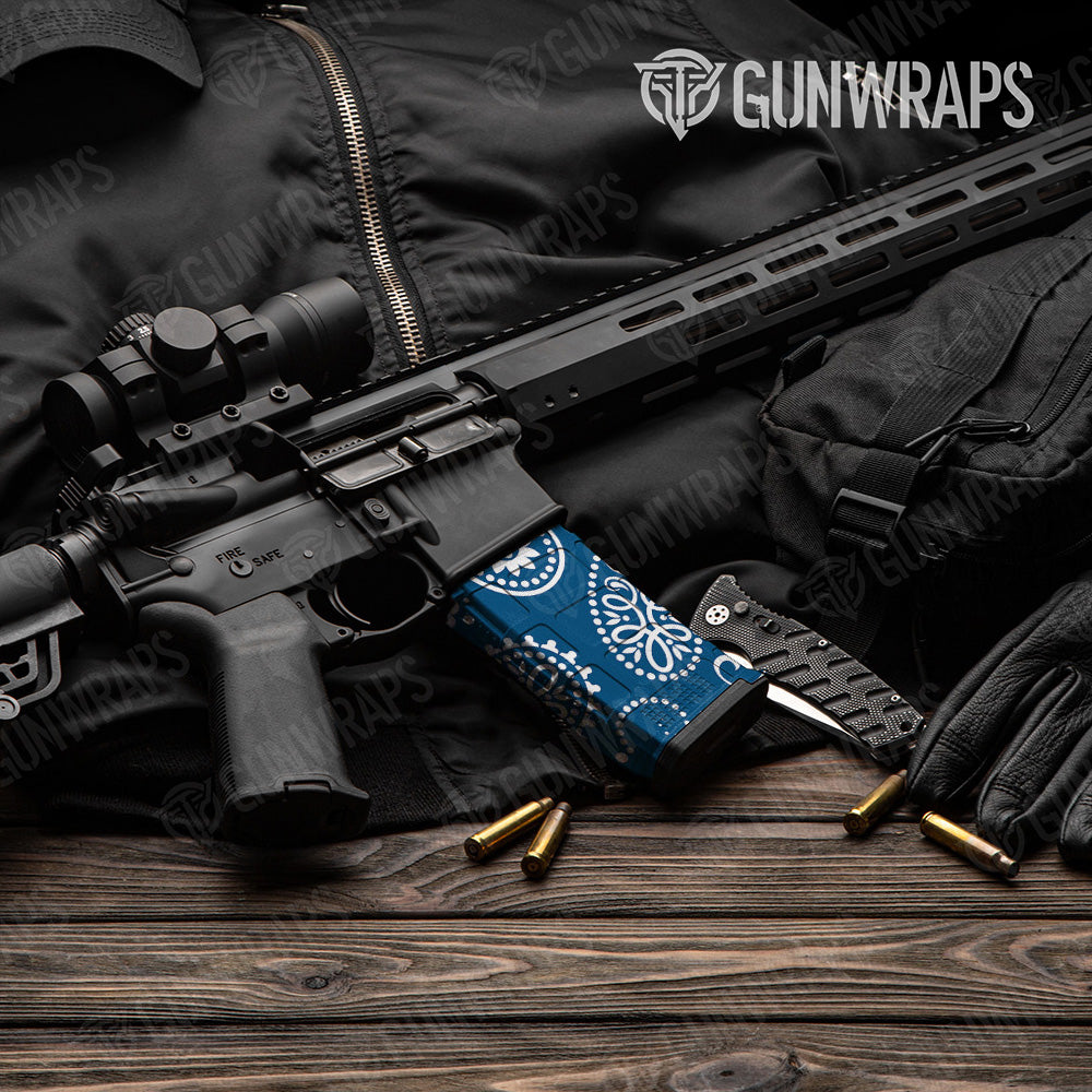 AR-15 Mag Bandana Blue And White Gun Skin Vinyl Wrap