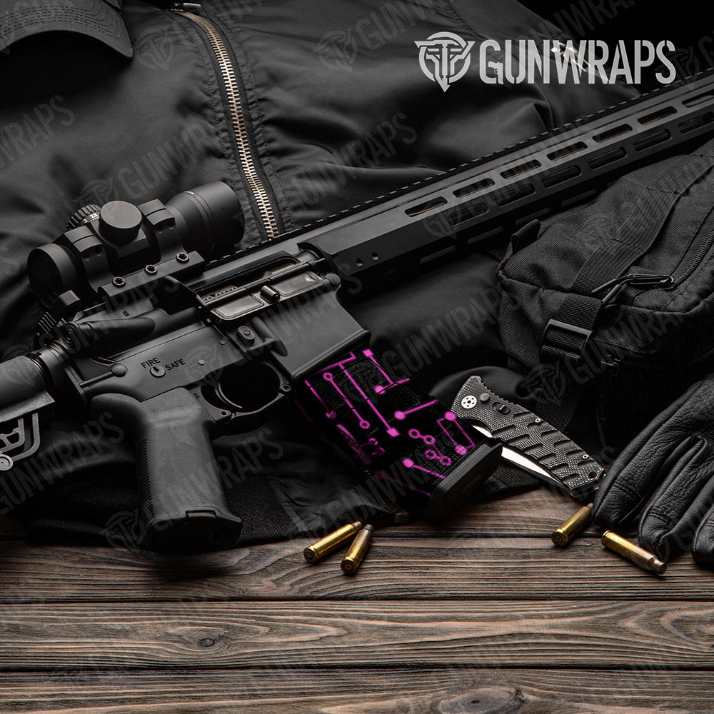 AR 15 Mag Circuit Board Magenta Gun Skin Vinyl Wrap
