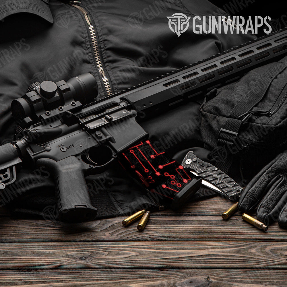 AR 15 Mag Circuit Board Red Gun Skin Vinyl Wrap