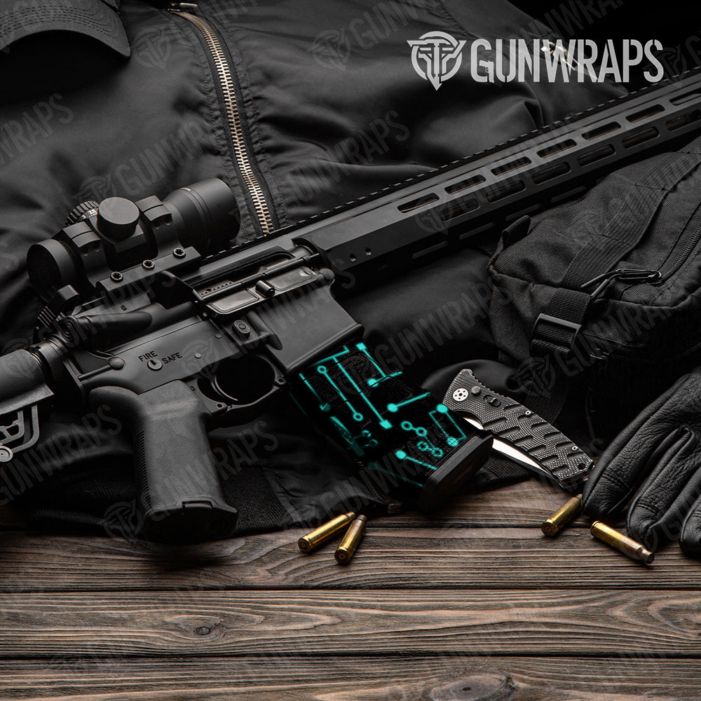 AR 15 Mag Circuit Board Tiffany Blue Gun Skin Vinyl Wrap