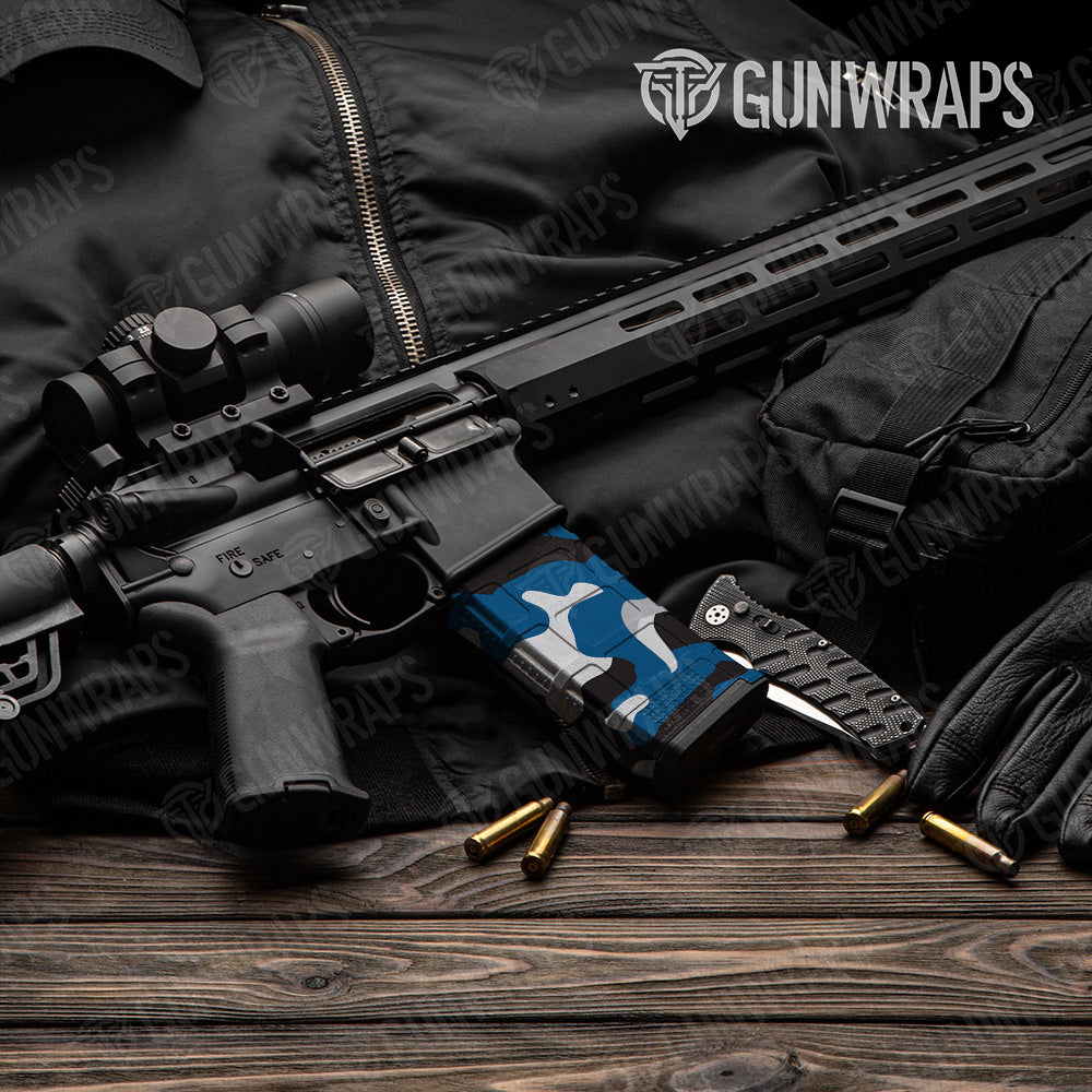 AR-15 Mag Classic Blue Tiger Gun Skin Vinyl Wrap