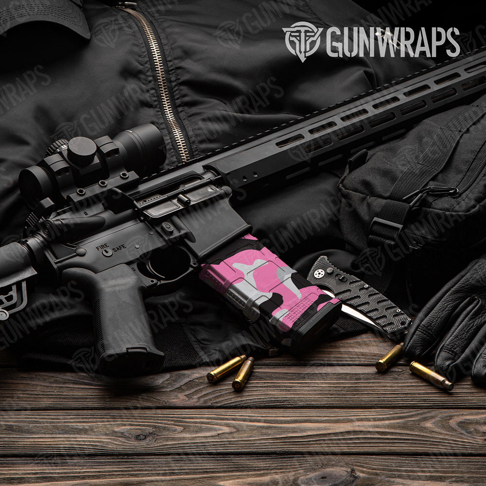 AR-15 Mag Classic Pink Tiger Gun Skin Vinyl Wrap
