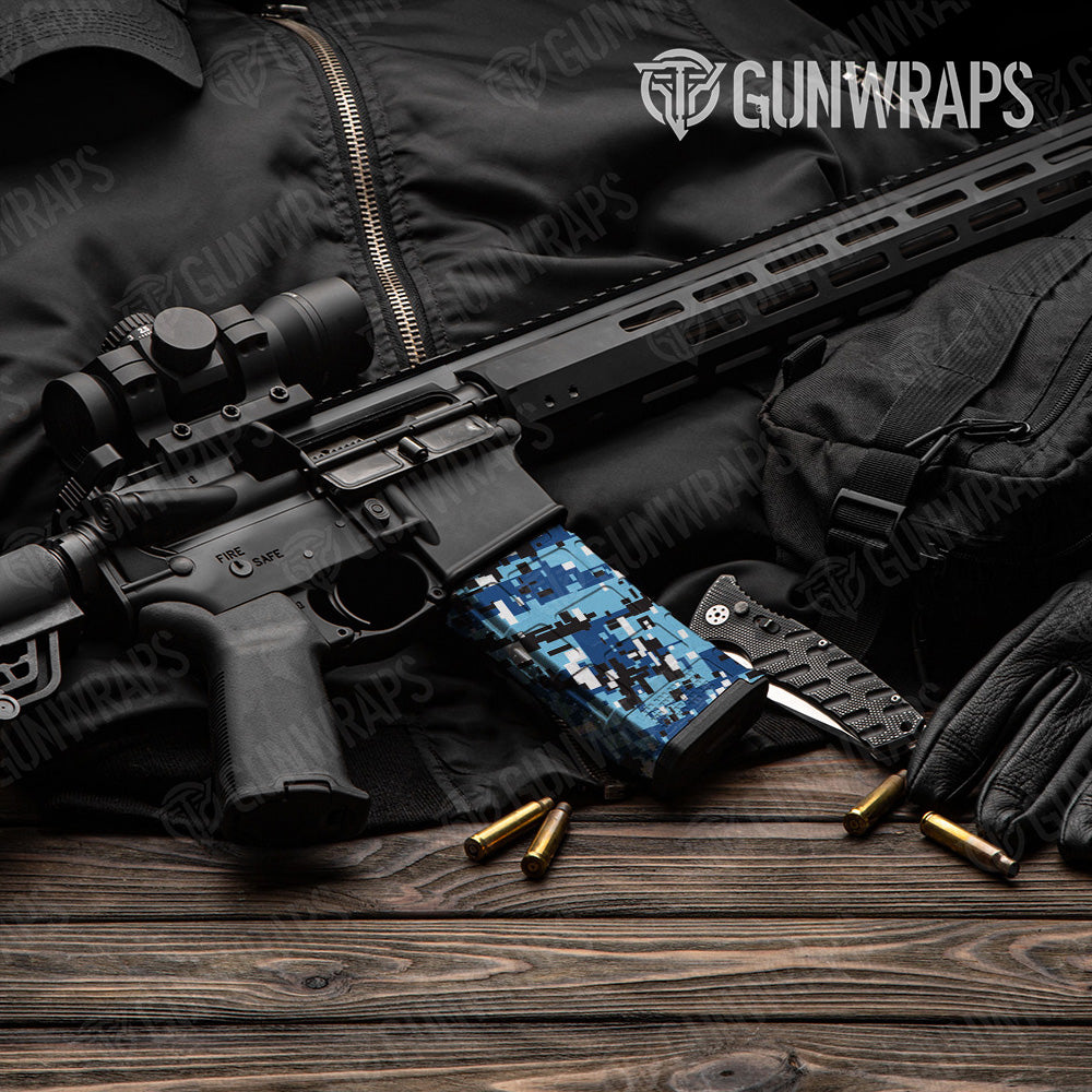 AR-15 Mag Digital Baby Blue Gun Skin Vinyl Wrap