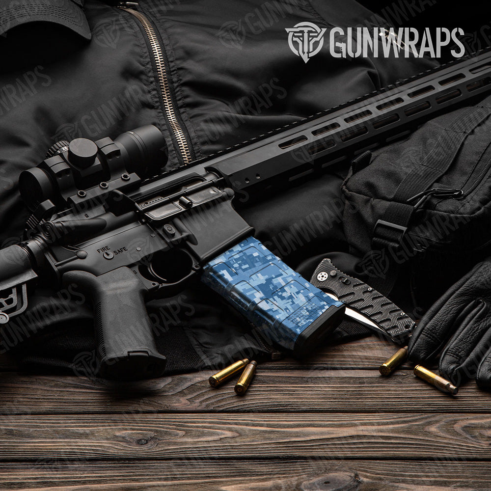AR-15 Mag Digital Cool Blue Gun Skin Vinyl Wrap