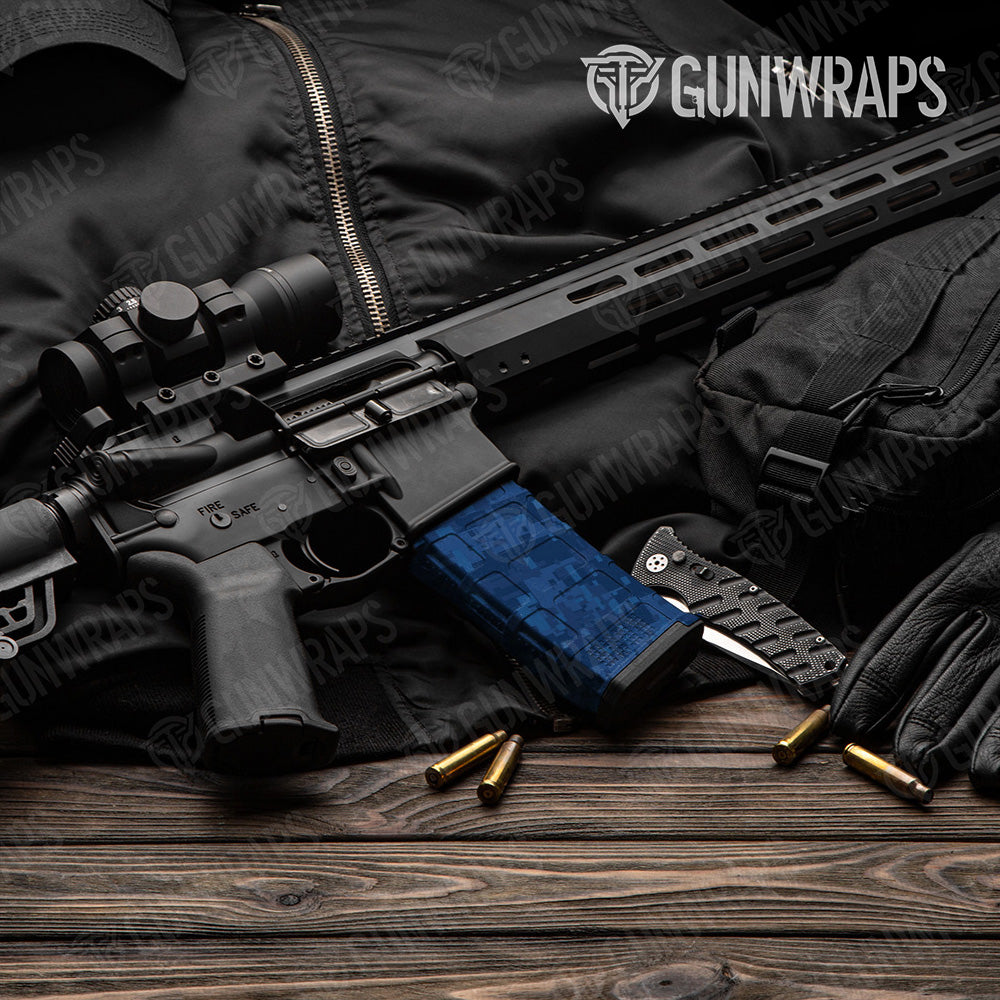 AR-15 Mag Digital Elite Blue Gun Skin Vinyl Wrap
