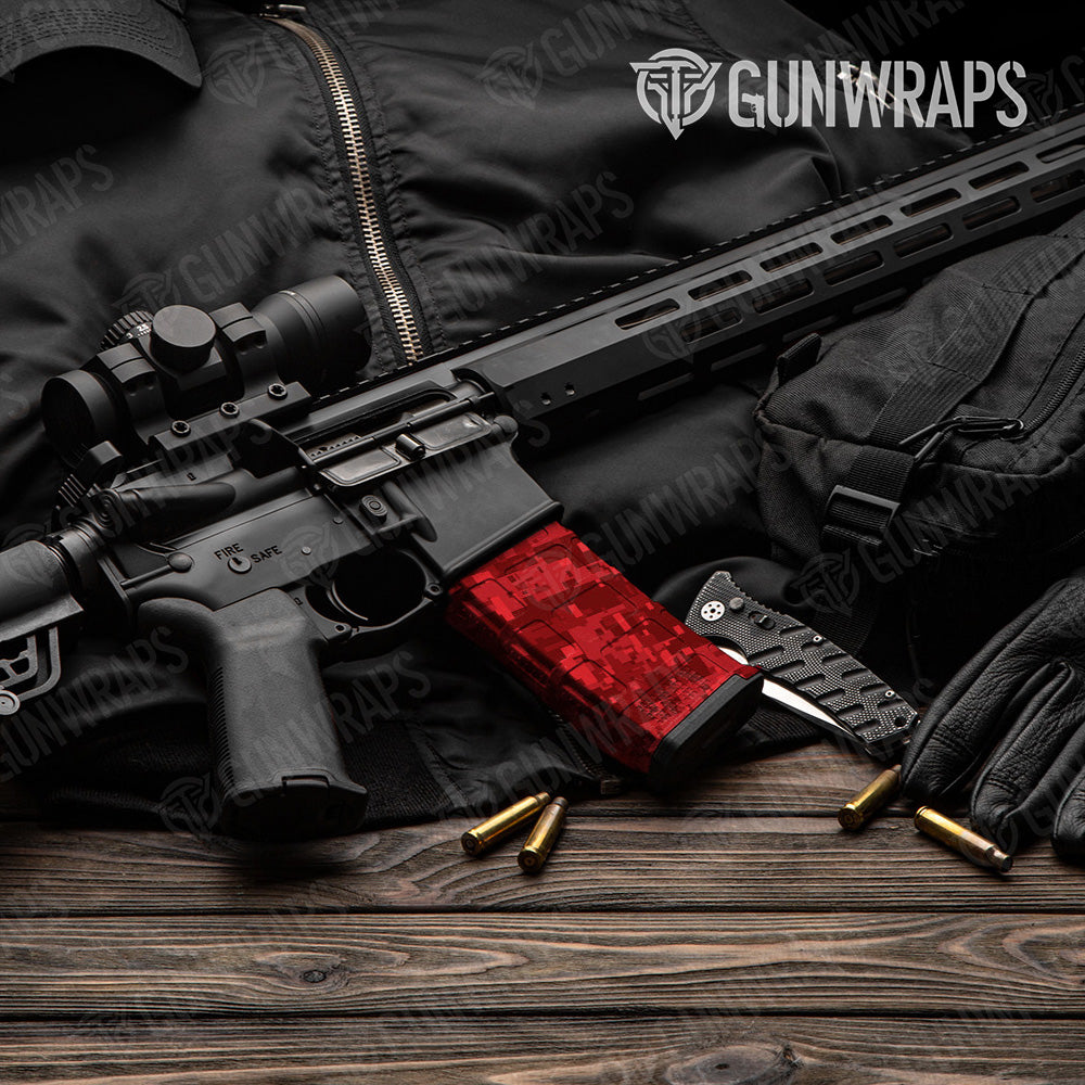 AR-15 Mag Digital Elite Red Gun Skin Vinyl Wrap