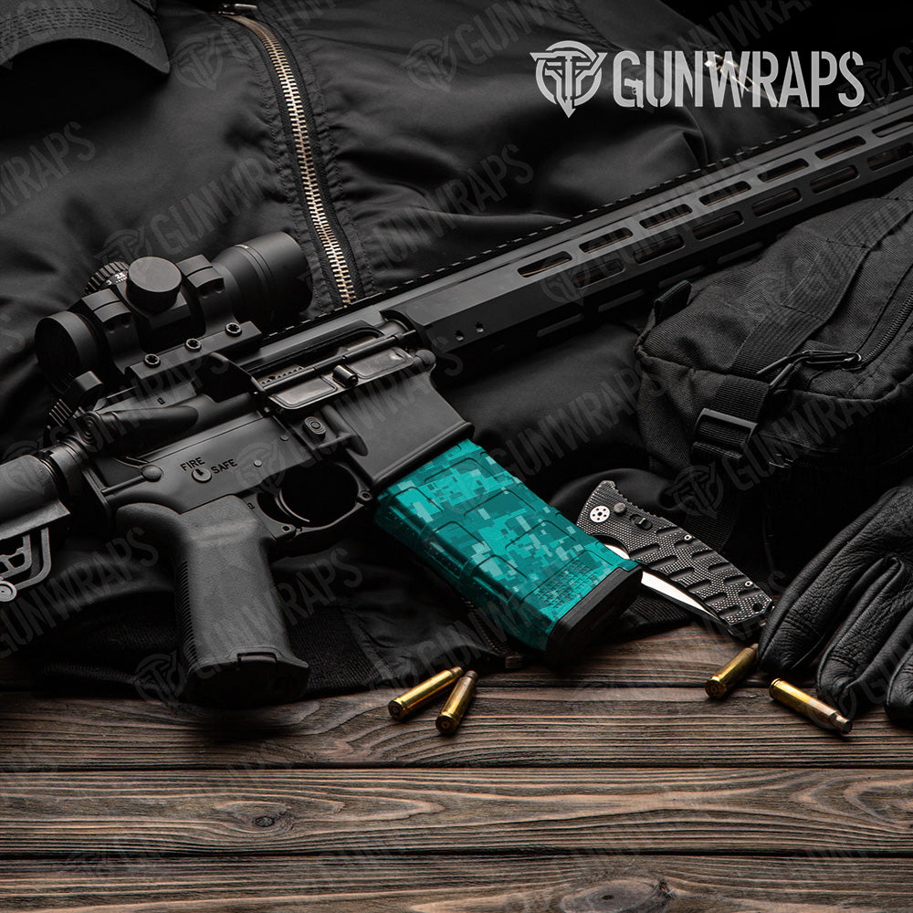 AR-15 Mag Digital Elite Tiffany Blue Gun Skin Vinyl Wrap