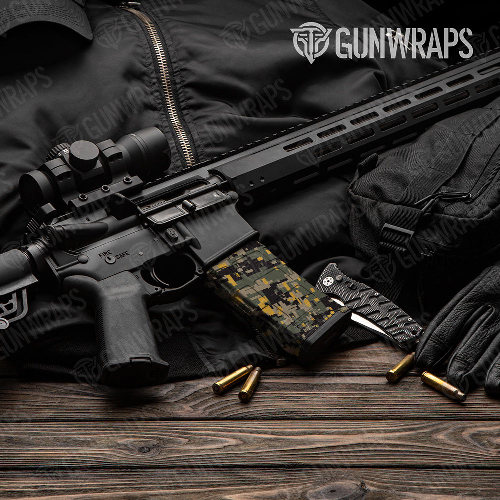 AR-15 Mag Digital Militant Yellow Gun Skin Vinyl Wrap