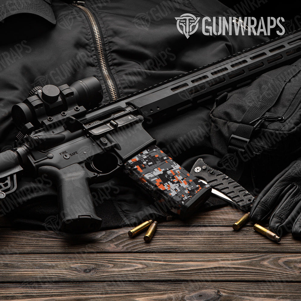 AR-15 Mag Digital Urban Orange Gun Skin Vinyl Wrap