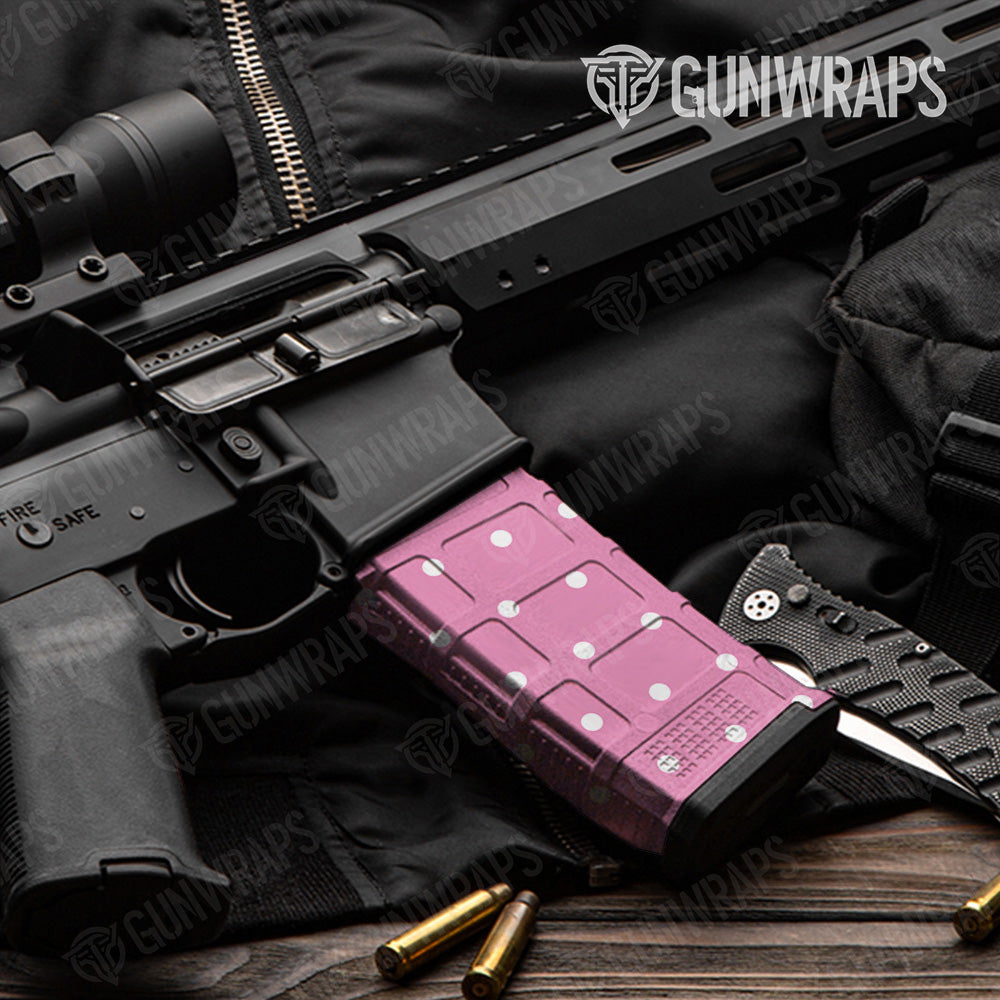 AR-15 Mag Dotted Pink Gun Skin Vinyl Wrap