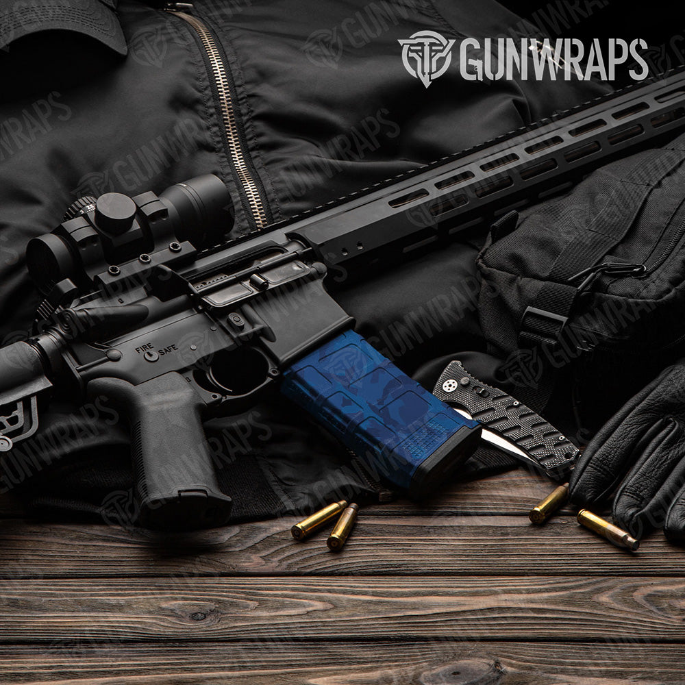 AR-15 Mag Erratic Elite Blue Gun Skin Vinyl Wrap